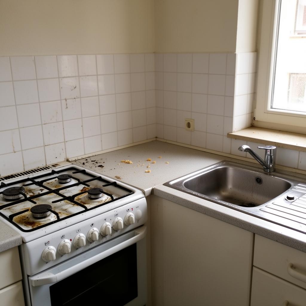 Vorher Nachher Küchenreinigung mit leichten Gebrauchsspuren in Berlin