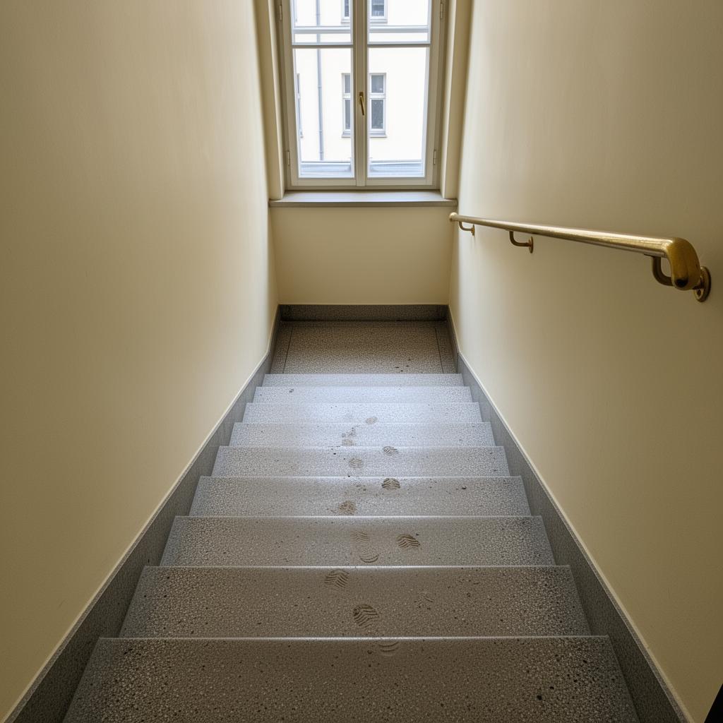 Treppenhausreinigung Berlin mit normalen Alltagsspuren vorher